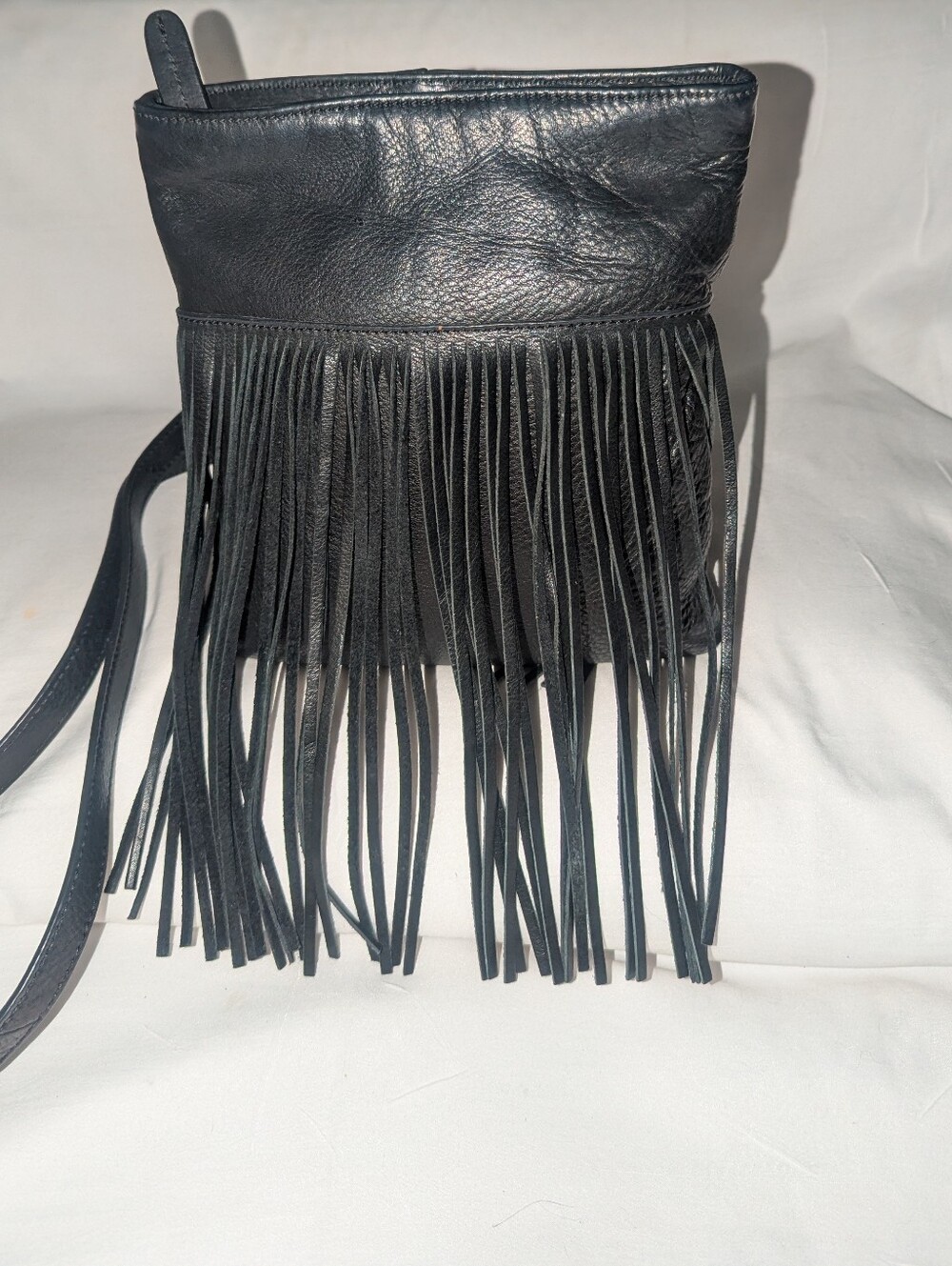 Margot Black Genuine Leather Fringe Crossbody Bag Western Boho